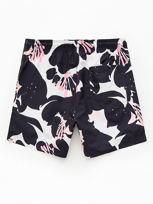 Pacsun Black Floral Eco 4.5" Swim Trunks