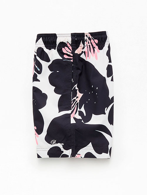 Pacsun Black Floral Eco 4.5" Swim Trunks