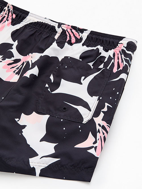 Pacsun Black Floral Eco 4.5" Swim Trunks