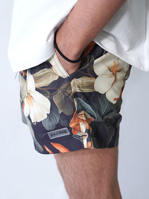 Pacsun Flores AOP 4.5" Swim Trunks