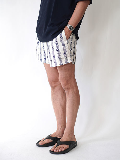 Pacsun Blue Flower Stripe 4.5" Swim Trunks