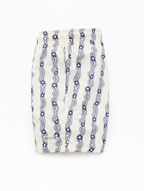 Pacsun Blue Flower Stripe 4.5" Swim Trunks