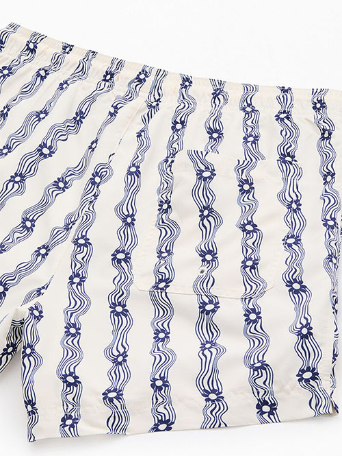 Pacsun Blue Flower Stripe 4.5" Swim Trunks