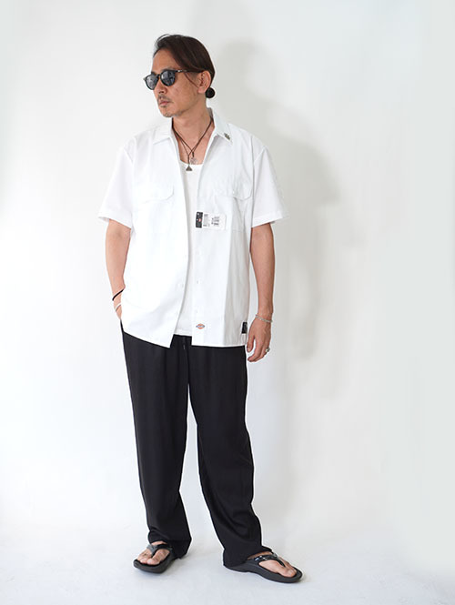 HTC Dickies Short Sleeve Work Shirt #Flower Stone White