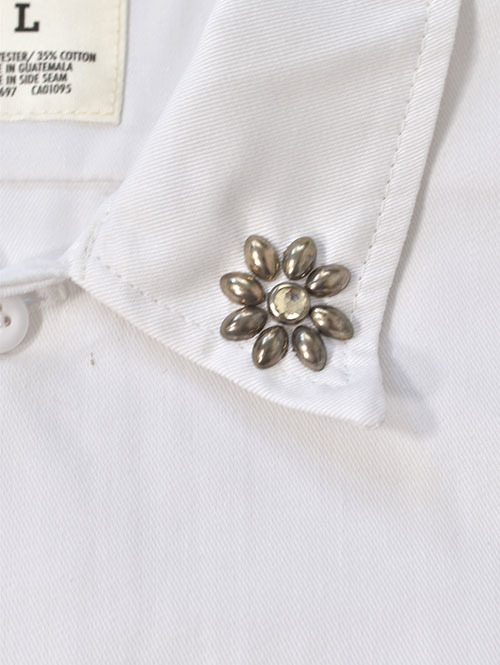 HTC Dickies Short Sleeve Work Shirt #Flower Stone White