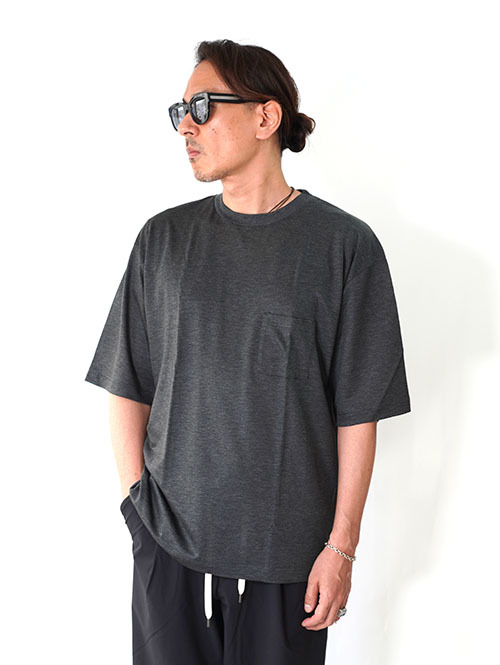 moc T LYOCELL JERSEY STITCH CREW NECK S/S POCKET TEE - Charcoal