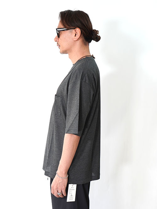 moc T LYOCELL JERSEY STITCH CREW NECK S/S POCKET TEE - Charcoal