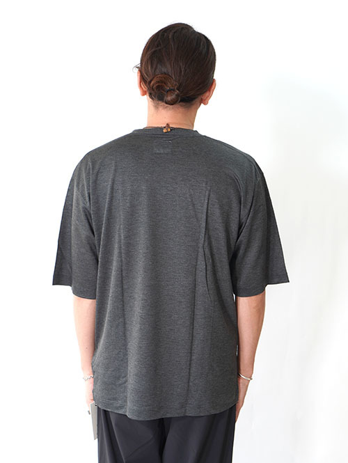 moc T LYOCELL JERSEY STITCH CREW NECK S/S POCKET TEE - Charcoal