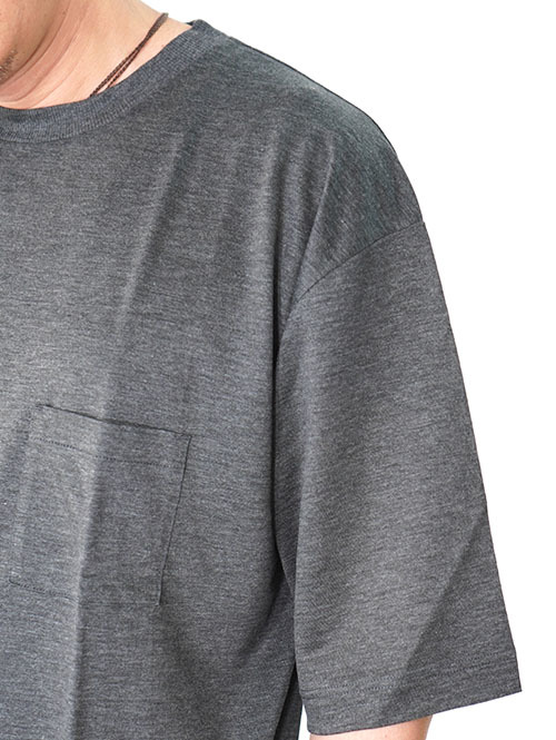 moc T LYOCELL JERSEY STITCH CREW NECK S/S POCKET TEE - Charcoal