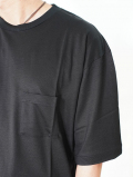 moc T  LYOCELL JERSEY STITCH CREW NECK S/S POCKET TEE - Black