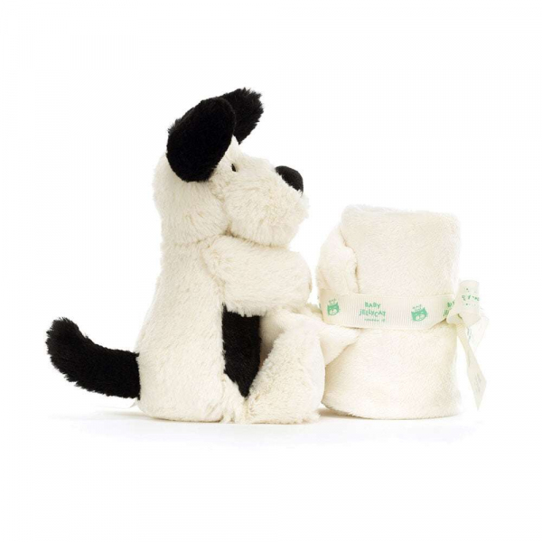 Jellycat ジェリーキャット Bashful Black & Cream Puppy Soother 犬 いぬ 布付き スーザー ブランケット付き 縫いぐるみ STH4BCP