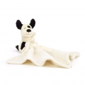 Jellycat ジェリーキャット　Bashful Black & Cream Puppy Soother　犬　いぬ　布付き　スーザー　ブランケット付き　縫いぐるみ　STH4BCP