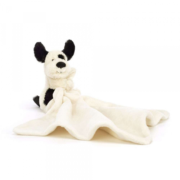 Jellycat ジェリーキャット Bashful Black & Cream Puppy Soother 犬 いぬ 布付き スーザー ブランケット付き 縫いぐるみ STH4BCP