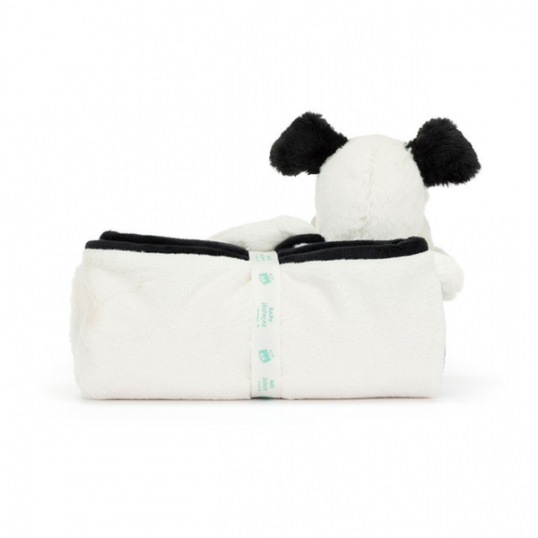 Jellycat ジェリーキャット Bashful Black & Cream Puppy Blankie バシュフル ブラックアンドクリーム パピー ブランキー 白黒 犬 縫いぐるみ おむつ替え ベビー毛布 ブランケット BLNK4BCP