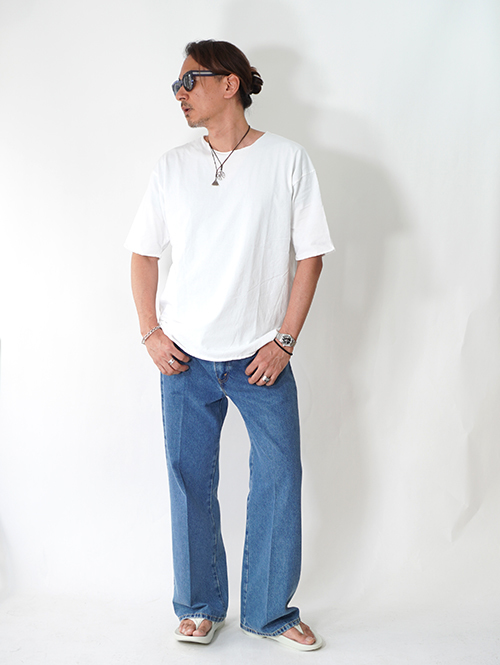 Grab in hollywood Heavy Weight Relax Fit All Cut Tee -White