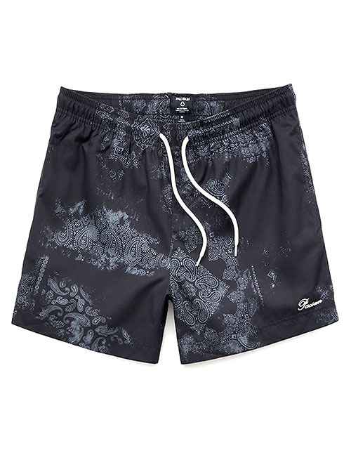Pacsun Black Blotch Bandana Eco 4.5" Swim Trunks