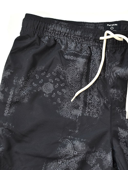 Pacsun Black Blotch Bandana Eco 4.5" Swim Trunks