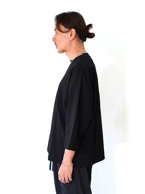 LA MOND  O/C LOOSE FOOTBALL TEE - Black　