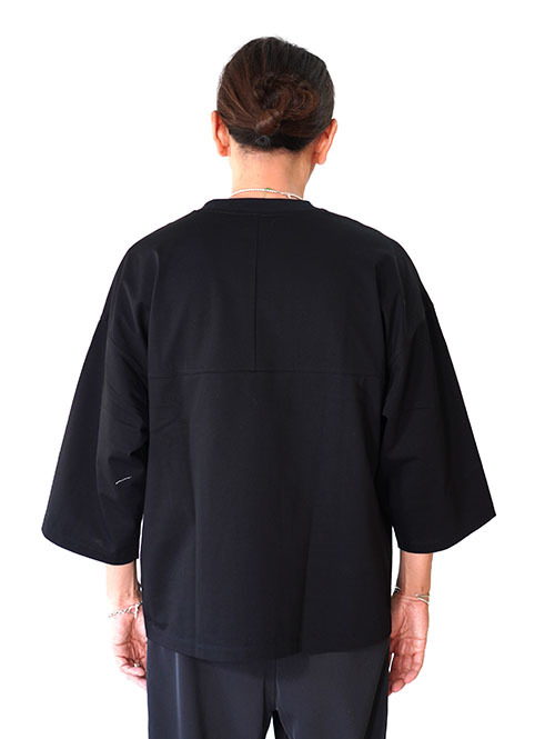 LA MOND  O/C LOOSE FOOTBALL TEE - Black　