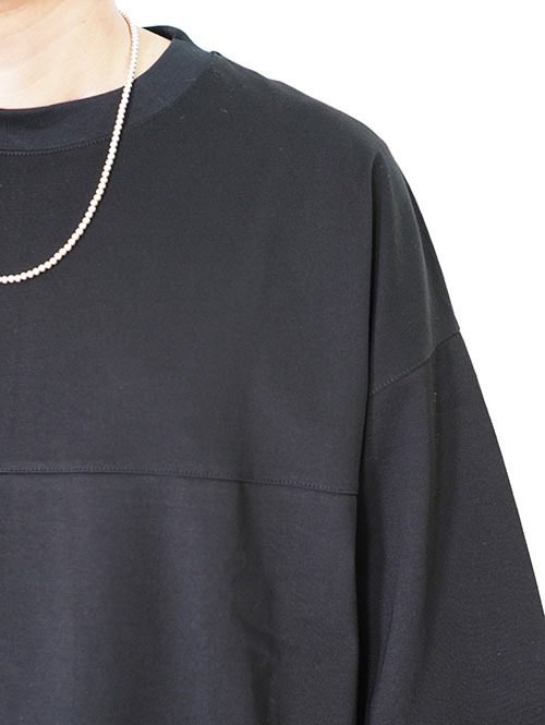 LA MOND  O/C LOOSE FOOTBALL TEE - Black　
