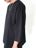 LA MOND  O/C LOOSE FOOTBALL TEE - Black　