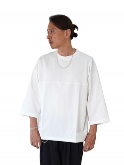 LA MOND  O/C LOOSE FOOTBALL TEE - White　