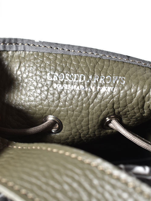 CROSSED ARROWS バンダナ　レザー巾着　Khaki