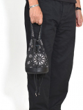 CROSSED ARROWS バンダナ　レザー巾着　Black