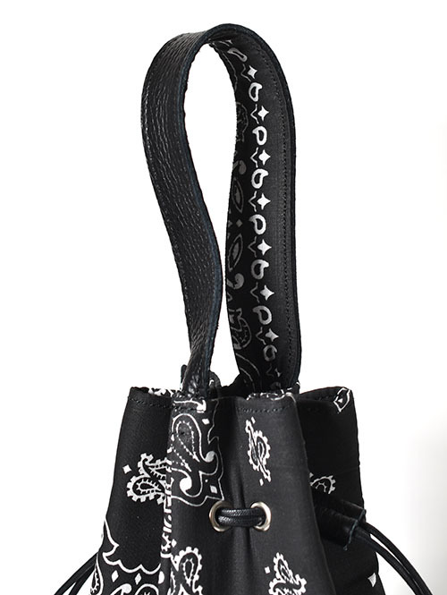 CROSSED ARROWS バンダナ　レザー巾着　Black
