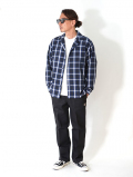 SALUTE HELM 　オープンカラー　オンブレチェック　シャツ　Navy