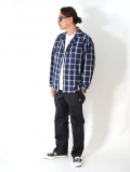 SALUTE HELM 　オープンカラー　オンブレチェック　シャツ　Navy