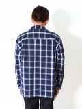 SALUTE HELM 　オープンカラー　オンブレチェック　シャツ　Navy