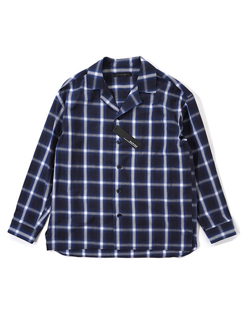 SALUTE HELM 　オープンカラー　オンブレチェック　シャツ　Navy