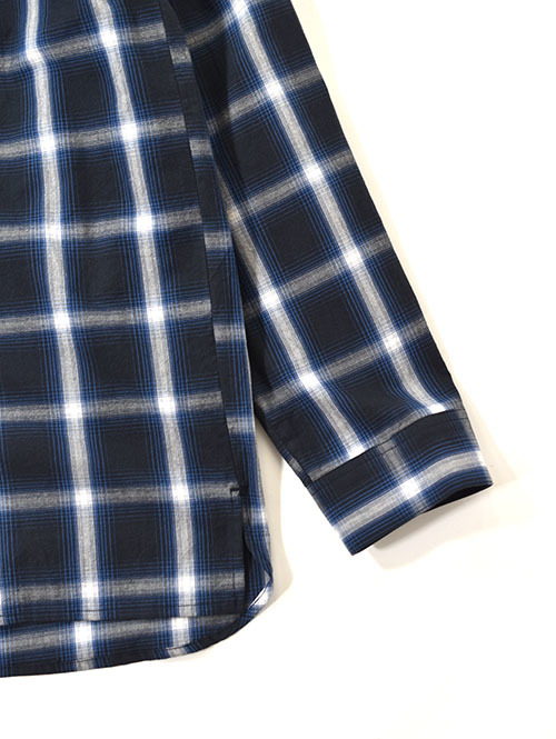 SALUTE HELM 　オープンカラー　オンブレチェック　シャツ　Navy