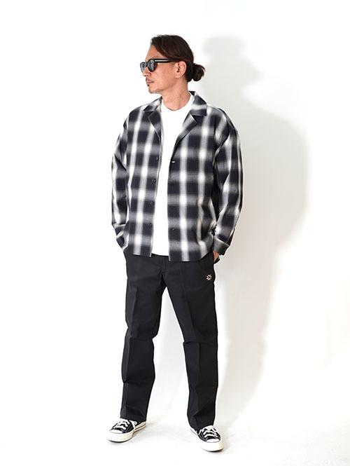 SALUTE HELM 　オープンカラー　オンブレチェック　シャツ　Black