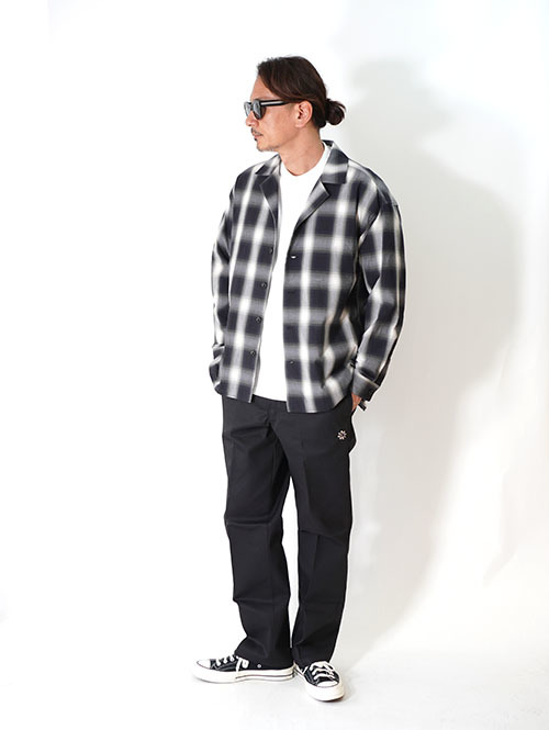 SALUTE HELM 　オープンカラー　オンブレチェック　シャツ　Black