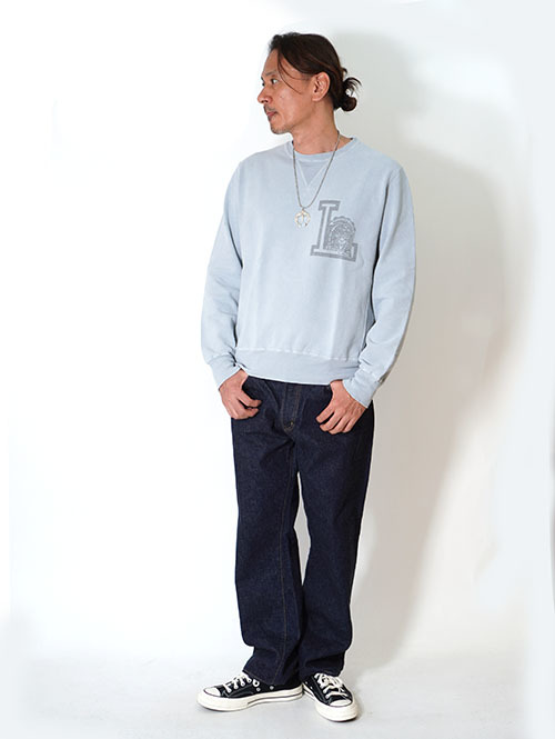 REMI RELIEF SP Vintage 加工裏毛クルーネック- Sax