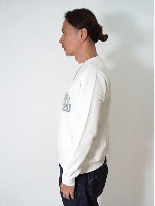 REMI RELIEF SP Vintage 加工裏毛クルーネック - Off White