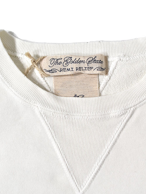 REMI RELIEF SP Vintage 加工裏毛クルーネック - Off White
