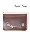 CROSSED ARROWS 　クロムレザー　スタッズ　チェーン穴付きトラッカーウォレット-　Brown/Silver/Turquoise