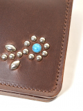 CROSSED ARROWS 　クロムレザー　スタッズ　チェーン穴付きトラッカーウォレット-　Brown/Silver/Turquoise