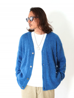 MALIBU FARM  SHAGGY KNIT CARDIGAN - Blue