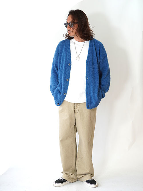 MALIBU FARM  SHAGGY KNIT CARDIGAN - Blue