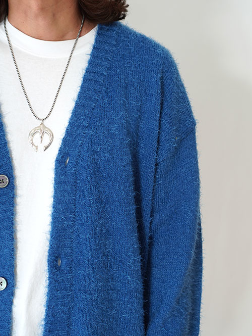 MALIBU FARM  SHAGGY KNIT CARDIGAN - Blue