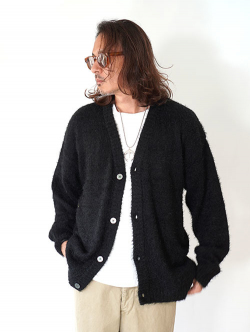 MALIBU FARM  SHAGGY KNIT CARDIGAN - Black