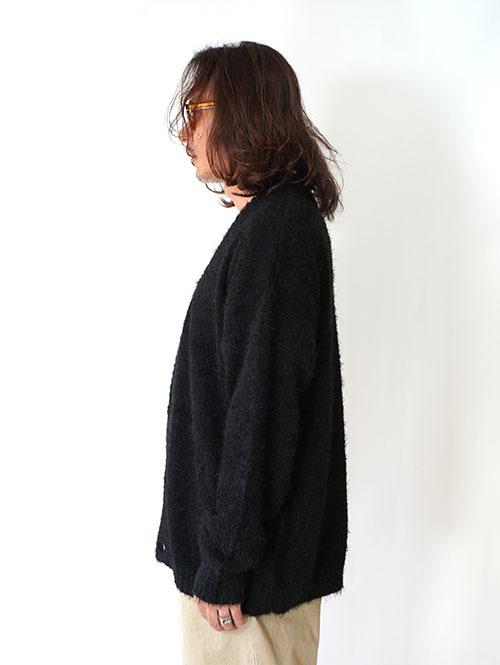 MALIBU FARM  SHAGGY KNIT CARDIGAN - Black