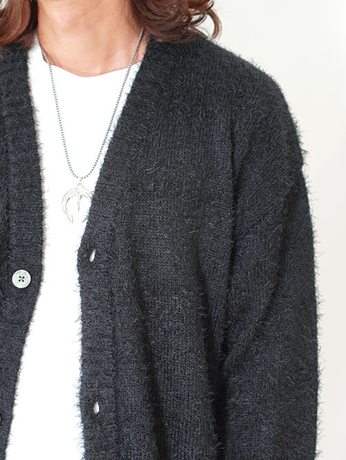 MALIBU FARM  SHAGGY KNIT CARDIGAN - Black