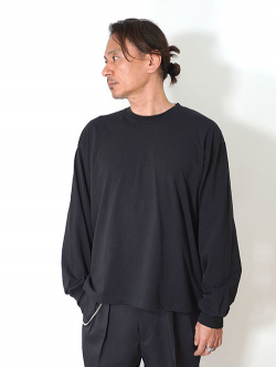 LOS ANGELES APPAREL  カスタム 6.5oz ヘビーウエイト ロングスリーブTシャツ - Black