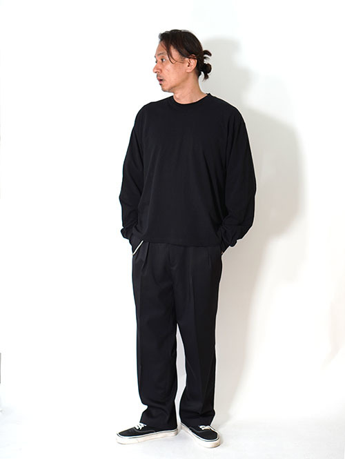 LOS ANGELES APPAREL カスタム 6.5oz ヘビーウエイト ロングスリーブTシャツ - Black