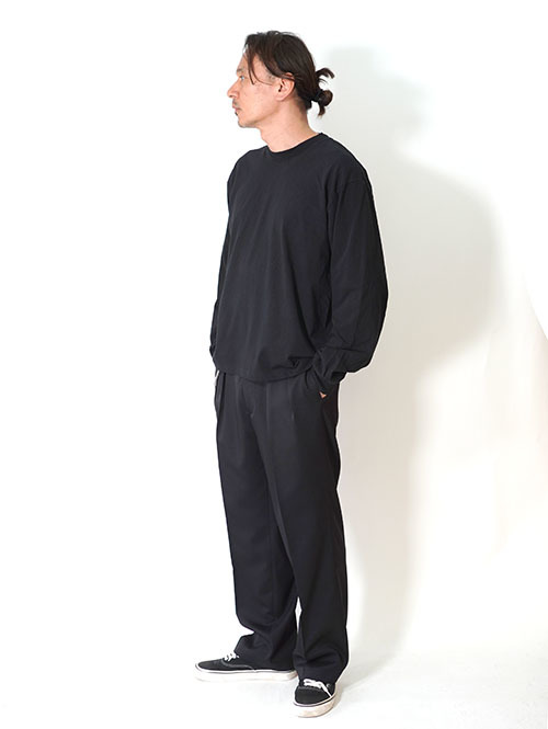 LOS ANGELES APPAREL カスタム 6.5oz ヘビーウエイト ロングスリーブTシャツ - Black